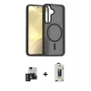 MARSİLYAN™- Galaxy S24 Kılıf Siluet Minimal Prime - Siyah Bilvis Hayalet Cam Ekran Koruyucu + PVD Metal Kamera Lens - DNMR
