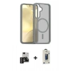 MARSİLYAN™- Galaxy S24 Kılıf Siluet Minimal Prime - Siyah Bilvis Hayalet Cam Ekran Koruyucu + PVD Metal Kamera Lens - DNMR