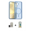 MARSİLYAN™- Galaxy S24 Kılıf Siluet Minimal Prime - Siyah Polymer Nano Ekran Koruyucu + Derin Mor Bilvis Titan Kamera Lens