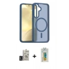 MARSİLYAN™- Galaxy S24 Kılıf Siluet Minimal Prime - Siyah Polymer Nano Ekran Koruyucu + Derin Mor Bilvis Titan Kamera Lens