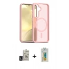 MARSİLYAN™- Galaxy S24 Kılıf Siluet Minimal Prime - Siyah Polymer Nano Ekran Koruyucu + Derin Mor Bilvis Titan Kamera Lens