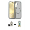 MARSİLYAN™- Galaxy S24 Kılıf Siluet Minimal Prime - Siyah Polymer Nano Ekran Koruyucu + Derin Mor Bilvis Titan Kamera Lens