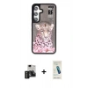 MARSİLYAN™- Galaxy S24 Kılıf Siluet Modern Özel Seri - Şeffaf Pasifik Cam Ekran Koruyucu + PVD Metal Kamera Lens - SH