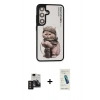 MARSİLYAN™- Galaxy S24 Kılıf Siluet Modern Özel Seri - Şeffaf Pasifik Cam Ekran Koruyucu + Titan Gri PVD Metal Kamera Lens