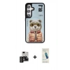 MARSİLYAN™- Galaxy S24 Kılıf Siluet Modern Özel Seri - Şeffaf Pasifik Cam Ekran Koruyucu + Titan Gri PVD Metal Kamera Lens