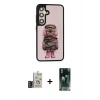 MARSİLYAN™- Galaxy S24 Kılıf Siluet Modern Özel Seri - Siyah 360 Mat Full Body Arka Koruyucu + Derin Mor Bilvis Titan Kamera Lens