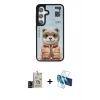 MARSİLYAN™- Galaxy S24 Kılıf Siluet Modern Özel Seri - Siyah 3D Antistatik Cam Ekran Koruyucu + Bilvis Titan Kamera Lens - SH