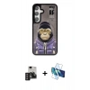 MARSİLYAN™- Galaxy S24 Kılıf Siluet Modern Özel Seri - Siyah 3D Antistatik Cam Ekran Koruyucu + PVD Metal Kamera Lens - DNMR