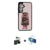 MARSİLYAN™- Galaxy S24 Kılıf Siluet Modern Özel Seri - Siyah 3D Antistatik Cam Ekran Koruyucu + PVD Metal Kamera Lens - DNMR