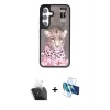 MARSİLYAN™- Galaxy S24 Kılıf Siluet Modern Özel Seri - Siyah 3D Antistatik Cam Ekran Koruyucu + Kamera Lens Koruma Cam - SF