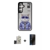 MARSİLYAN™- Galaxy S24 Kılıf Siluet Modern Özel Seri - Siyah 3D Antistatik Hayalet Cam Ekran Koruyucu + Bilvis Titan Kamera Lens - DNMR