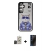 MARSİLYAN™- Galaxy S24 Kılıf Siluet Modern Özel Seri - Siyah 3D Antistatik Hayalet Cam Ekran Koruyucu + Bilvis Titan Kamera Lens - GD