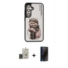 MARSİLYAN™- Galaxy S24 Kılıf Siluet Modern Özel Seri - Siyah 3D Antistatik Hayalet Cam Ekran Koruyucu + Bilvis Titan Kamera Lens - GD