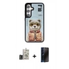 MARSİLYAN™- Galaxy S24 Kılıf Siluet Modern Özel Seri - Siyah 3D Antistatik Hayalet Cam Ekran Koruyucu + Bilvis Titan Kamera Lens - GD
