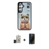MARSİLYAN™- Galaxy S24 Kılıf Siluet Modern Özel Seri - Siyah 3D Antistatik Hayalet Cam Ekran Koruyucu + Bilvis Titan Kamera Lens - SH