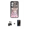 MARSİLYAN™- Galaxy S24 Kılıf Siluet Modern Özel Seri - Siyah 3D Antistatik Hayalet Cam Ekran Koruyucu + PVD Metal Kamera Lens - SH