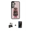 MARSİLYAN™- Galaxy S24 Kılıf Siluet Modern Özel Seri - Siyah 3D Antistatik Hayalet Cam Ekran Koruyucu + PVD Metal Kamera Lens - SH