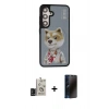 MARSİLYAN™- Galaxy S24 Kılıf Siluet Modern Özel Seri - Siyah 3D Antistatik Hayalet Cam Ekran Koruyucu + Bilvis Titan Kamera Lens - SH