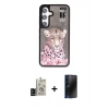 MARSİLYAN™- Galaxy S24 Kılıf Siluet Modern Özel Seri - Siyah 3D Antistatik Hayalet Cam Ekran Koruyucu + Bilvis Titan Kamera Lens - SH