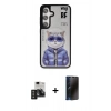 MARSİLYAN™- Galaxy S24 Kılıf Siluet Modern Özel Seri - Siyah 3D Antistatik Hayalet Cam Ekran Koruyucu + PVD Metal Kamera Lens - TNGI