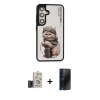 MARSİLYAN™- Galaxy S24 Kılıf Siluet Modern Özel Seri - Siyah 3D Antistatik Hayalet Cam Ekran Koruyucu + Bilvis Titan Kamera Lens - TMGI