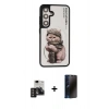 MARSİLYAN™- Galaxy S24 Kılıf Siluet Modern Özel Seri - Siyah 3D Antistatik Hayalet Cam Ekran Koruyucu + PVD Metal Kamera Lens - TNGI