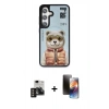 MARSİLYAN™- Galaxy S24 Kılıf Siluet Modern Özel Seri - Siyah 3D Antistatik Mat Seramik Nano Ekran Koruyucu + Gold PVD Metal Kamera Lens