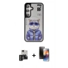 MARSİLYAN™- Galaxy S24 Kılıf Siluet Modern Özel Seri - Siyah 3D Antistatik Mat Seramik Nano Ekran Koruyucu + PVD Metal Kamera Lens - SH