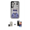 MARSİLYAN™- Galaxy S24 Kılıf Siluet Modern Özel Seri - Siyah 3D Antistatik Mat Seramik Nano Ekran Koruyucu + Bilvis Titan Kamera Lens - SH