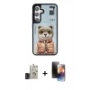 MARSİLYAN™- Galaxy S24 Kılıf Siluet Modern Özel Seri - Siyah 3D Antistatik Mat Seramik Nano Ekran Koruyucu + Siyah Bilvis Titan Kamera Lens