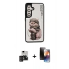 MARSİLYAN™- Galaxy S24 Kılıf Siluet Modern Özel Seri - Siyah 3D Antistatik Mat Seramik Nano Ekran Koruyucu + PVD Metal Kamera Lens - DNMR