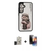 MARSİLYAN™- Galaxy S24 Kılıf Siluet Modern Özel Seri - Siyah 3D Antistatik Mat Seramik Nano Ekran Koruyucu + Siyah Bilvis Titan Kamera Lens