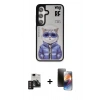 MARSİLYAN™- Galaxy S24 Kılıf Siluet Modern Özel Seri - Siyah 3D Antistatik Mat Seramik Nano Ekran Koruyucu + PVD Metal Kamera Lens - DNMR