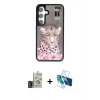 MARSİLYAN™- Galaxy S24 Kılıf Siluet Modern Özel Seri - Siyah 3D Antistatik Seramik Nano Ekran Koruyucu + Bilvis Titan Kamera Lens - DNMR