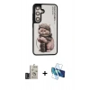 MARSİLYAN™- Galaxy S24 Kılıf Siluet Modern Özel Seri - Siyah 3D Antistatik Seramik Nano Ekran Koruyucu + Bilvis Titan Kamera Lens - DNMR