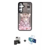 MARSİLYAN™- Galaxy S24 Kılıf Siluet Modern Özel Seri - Siyah 3D Antistatik Seramik Nano Ekran Koruyucu + PVD Metal Kamera Lens - DNMR