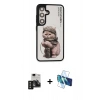 MARSİLYAN™- Galaxy S24 Kılıf Siluet Modern Özel Seri - Siyah 3D Antistatik Seramik Nano Ekran Koruyucu + PVD Metal Kamera Lens - SH