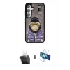MARSİLYAN™- Galaxy S24 Kılıf Siluet Modern Özel Seri - Siyah 3D Antistatik Seramik Nano Ekran Koruyucu + Kamera Lens Koruma Cam - SF