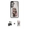 MARSİLYAN™- Galaxy S24 Kılıf Siluet Modern Özel Seri - Siyah Bilvis 3D Cam Ekran Koruyucu + PVD Metal Kamera Lens - SH