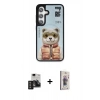 MARSİLYAN™- Galaxy S24 Kılıf Siluet Modern Özel Seri - Siyah Bilvis 3D Cam Ekran Koruyucu + Titan Gri PVD Metal Kamera Lens