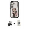 MARSİLYAN™- Galaxy S24 Kılıf Siluet Modern Özel Seri - Siyah Bilvis Hayalet Cam Ekran Koruyucu + PVD Metal Kamera Lens - SH