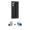 MARSİLYAN™- Galaxy S24 Kılıf Vadi Asil Serisi - Siyah 3D Antistatik Cam Ekran Koruyucu + Bilvis Titan Kamera Lens - GD