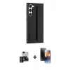 MARSİLYAN™- Galaxy S24 Kılıf Vadi Asil Serisi - Siyah 3D Antistatik Mat Seramik Nano Ekran Koruyucu + PVD Metal Kamera Lens - DNMR