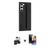 MARSİLYAN™- Galaxy S24 Kılıf Vadi Asil Serisi - Siyah 3D Antistatik Mat Seramik Nano Ekran Koruyucu + PVD Metal Kamera Lens - SH