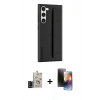 MARSİLYAN™- Galaxy S24 Kılıf Vadi Asil Serisi - Siyah 3D Antistatik Mat Seramik Nano Ekran Koruyucu + Bilvis Titan Kamera Lens - SH