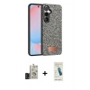 MARSİLYAN™- Galaxy S24 Kılıf Vadi Klasik Serisi - Şeffaf Pasifik Cam Ekran Koruyucu + Bilvis Titan Kamera Lens - SH