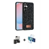 MARSİLYAN™- Galaxy S24 Kılıf Vadi Klasik Serisi - Siyah 3D Antistatik Cam Ekran Koruyucu + PVD Metal Kamera Lens - TNGI