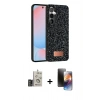 MARSİLYAN™- Galaxy S24 Kılıf Vadi Klasik Serisi - Siyah 3D Antistatik Mat Seramik Nano Ekran Koruyucu + Bilvis Titan Kamera Lens - GD