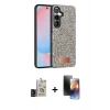MARSİLYAN™- Galaxy S24 Kılıf Vadi Klasik Serisi - Siyah 3D Antistatik Mat Seramik Nano Ekran Koruyucu + Bilvis Titan Kamera Lens - SH