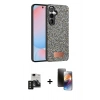 MARSİLYAN™- Galaxy S24 Kılıf Vadi Klasik Serisi - Siyah 3D Antistatik Mat Seramik Nano Ekran Koruyucu + PVD Metal Kamera Lens - SH